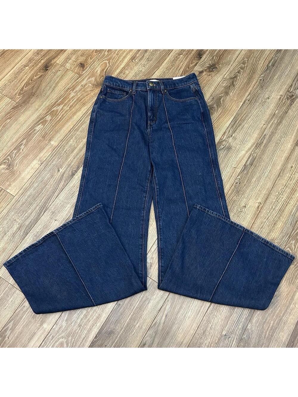 LOFT NWT Super Flare High Rise Jeans Women's Size 28/34 Or 6T Dark Wash Pintuck